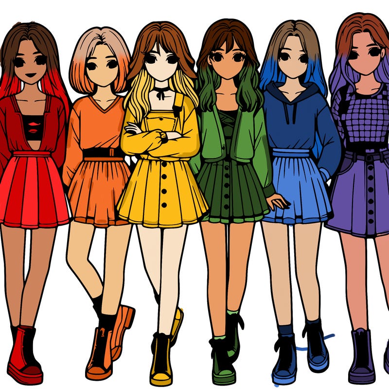 a group of girls realistic