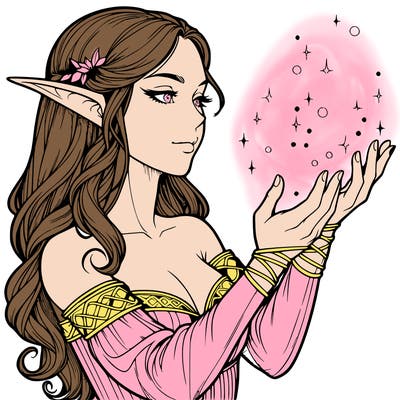 realistic elf girl doing magic