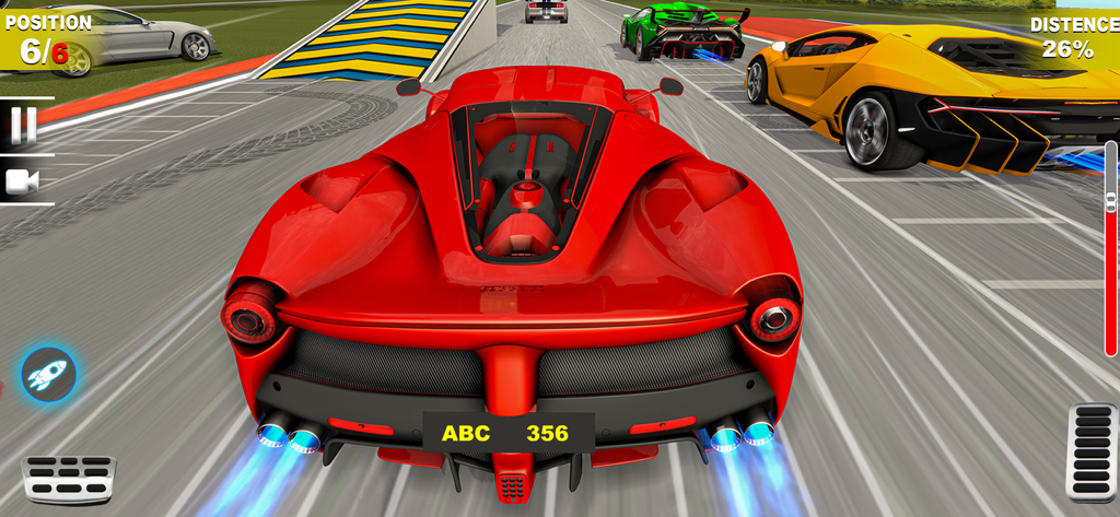 Car Race 3D Highway Racing - Un superdeportivo rojo a toda velocidad en una autopista en Car Race 3D