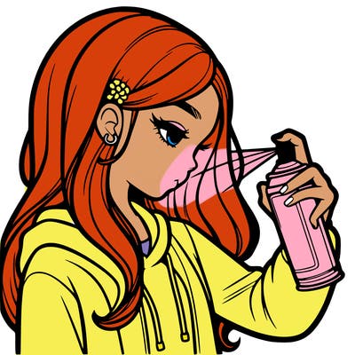a realistic girl spray painting