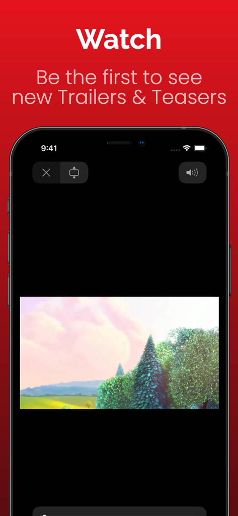Originals for Netflix - Uma tela de celular mostrando o player de vídeo para assistir a novos trailers e teasers no aplicativo Originals for Netflix