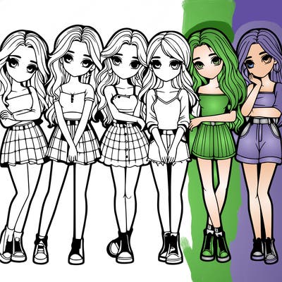 a group of girls realistic