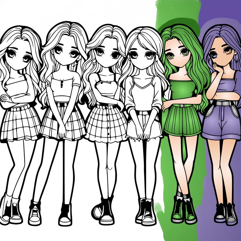 a group of girls realistic