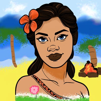 a realistic polynesian woman with a samoan pacific look and a taupou