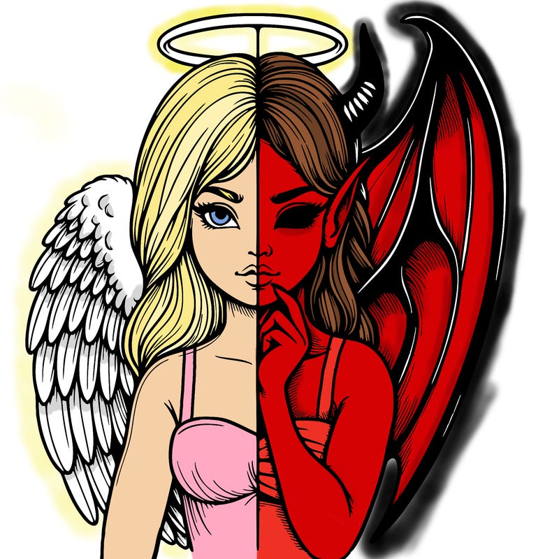 realistic angel half demon