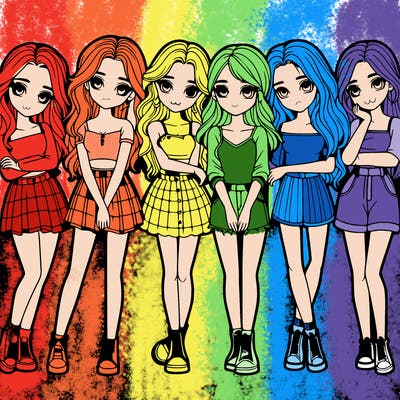 a group of girls realistic