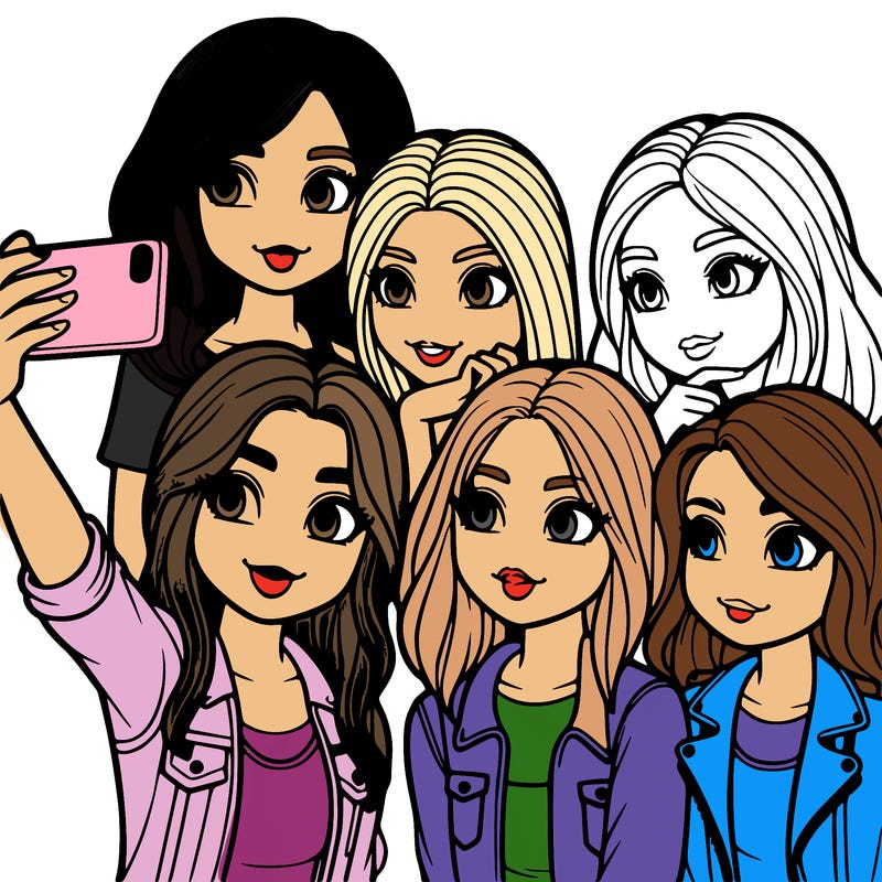 group of girls taking a selfie