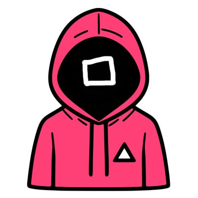 a person with non face waering a hoodie with a small triangle symbol