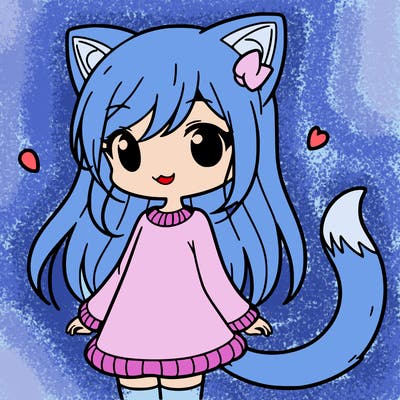 girl with cat ears and tail