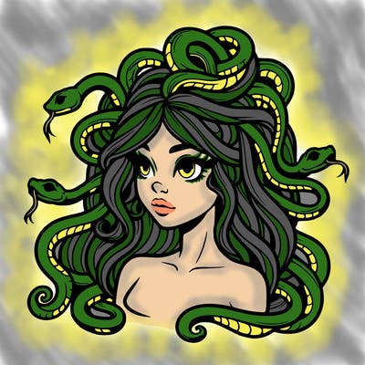 realistic medusa with snakes in her hair