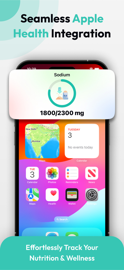 Sodium Tracker & Counter - STX - Sodium Tracker STX app widget displaying daily sodium intake on an iPhone