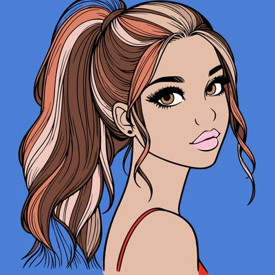 realistic pretty girl with high pony tail