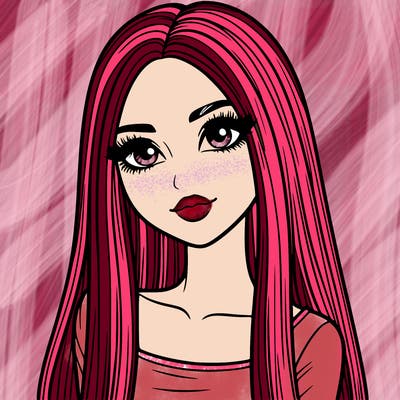 realistic girl with straight and long hair