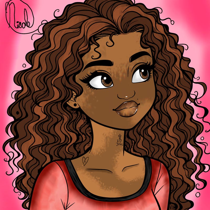 realistic girl with curly hair