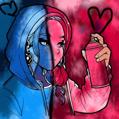 a realistic girl, spray painting