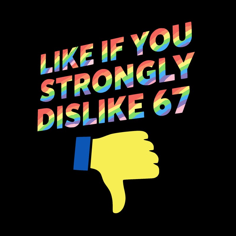 like if you strongly dislike 67