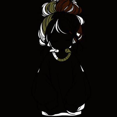 girl with baggy sweatshirt and messy bun