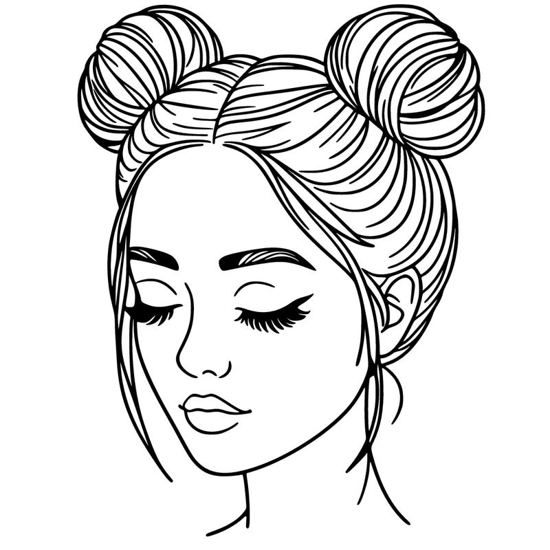 woman with hair buns