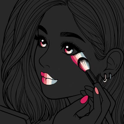 a realistic girl doing her makeup