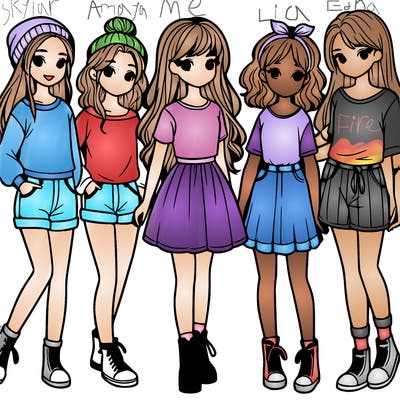 a group of five girls