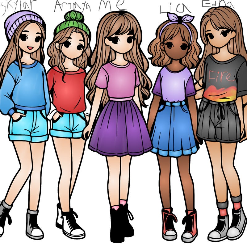 a group of five girls