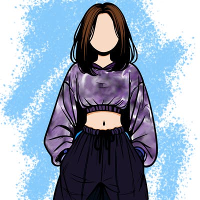 realistic girl faceless with baggy pants and a crop top