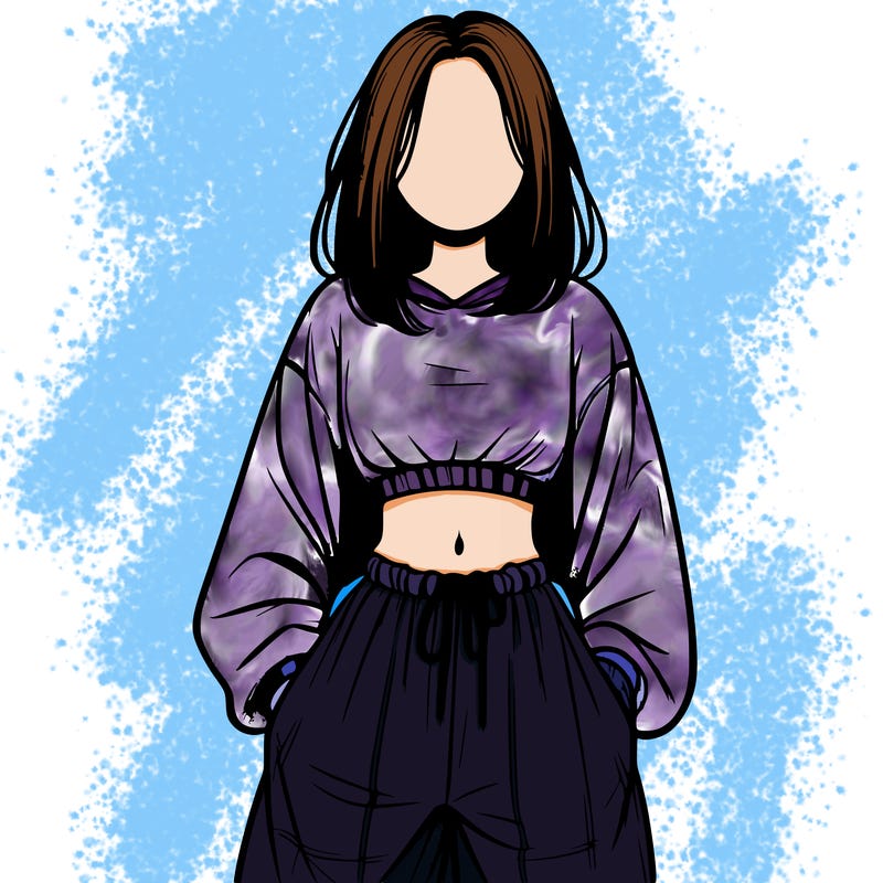 realistic girl faceless with baggy pants and a crop top
