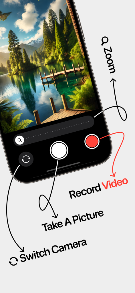 Easy Cam - Camera For Seniors - Interface of the Easy Cam app for seniors showing large buttons and clear labels for camera functions