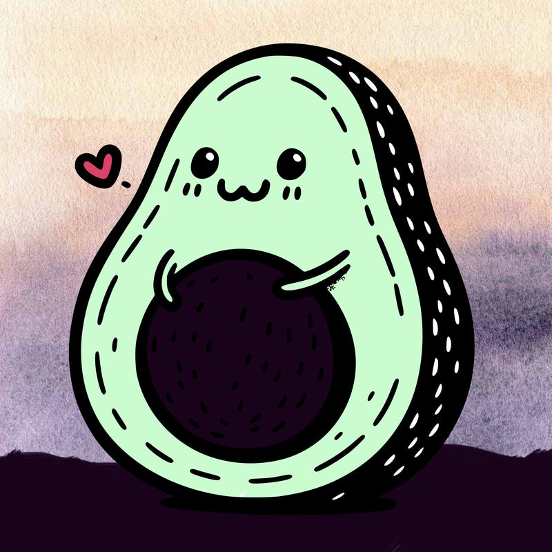 an avocado hugging an avocado