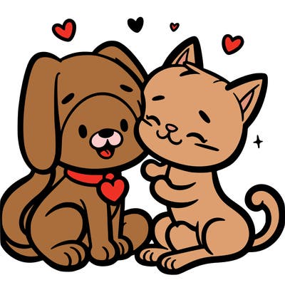 cat and dog in love