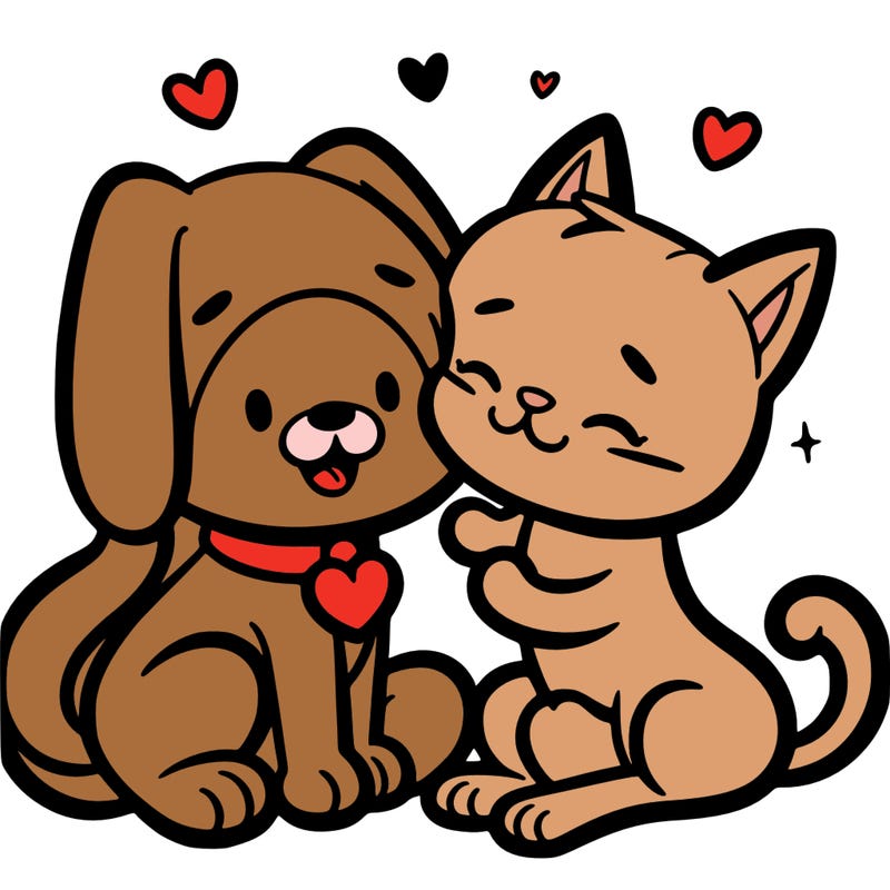 cat and dog in love