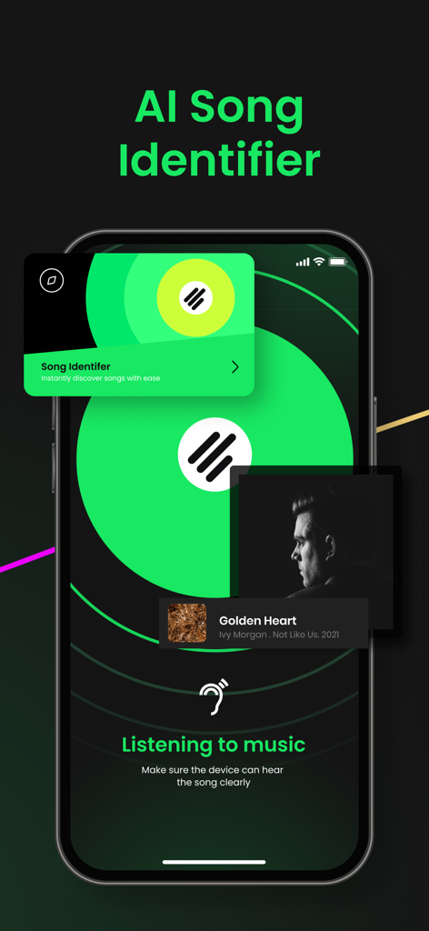 Analyzer for Spotify Stats - Interfaz de la aplicación Statify para la función de identificación de canciones con IA en un iPhone