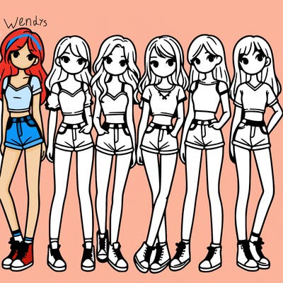 a group of girls wearing crop tops and shorts