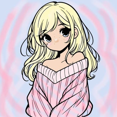 shy pretty girl wearing a sweater that is falling off one shoulder portrait