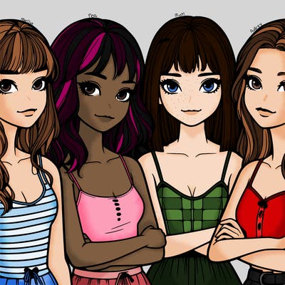 four realistic girls