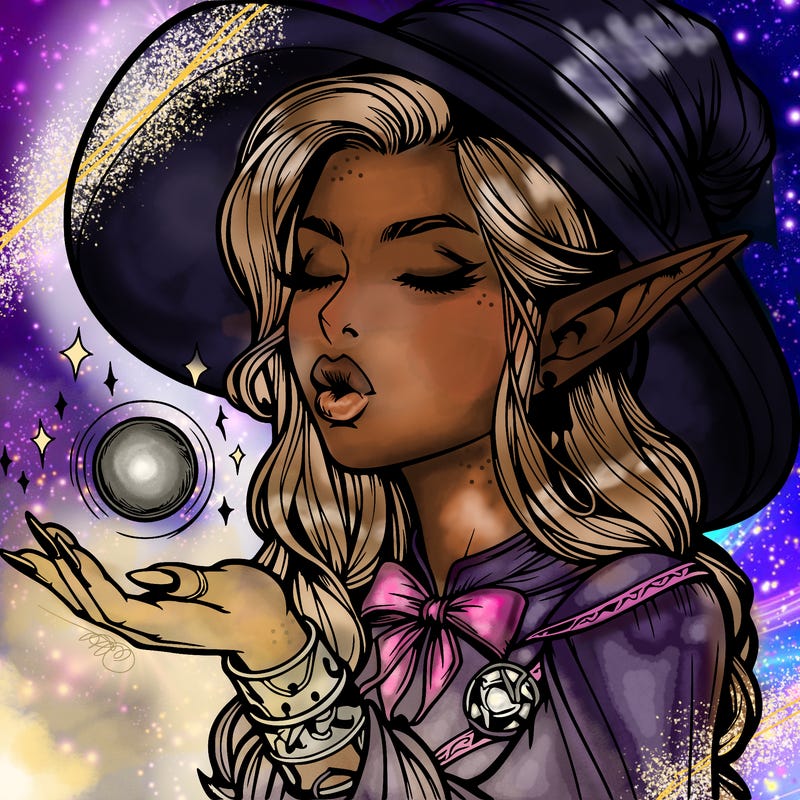 realistic elf casting a spell with lips