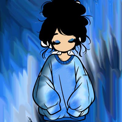 girl with baggy sweatshirt and messy bun