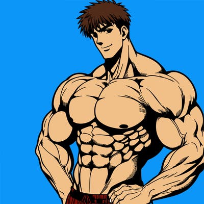 muscular guy anime handsome