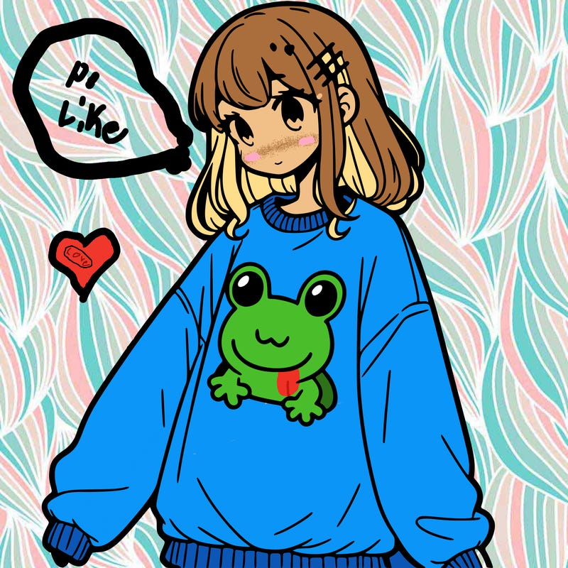 girl wearing frogging sweatshirt