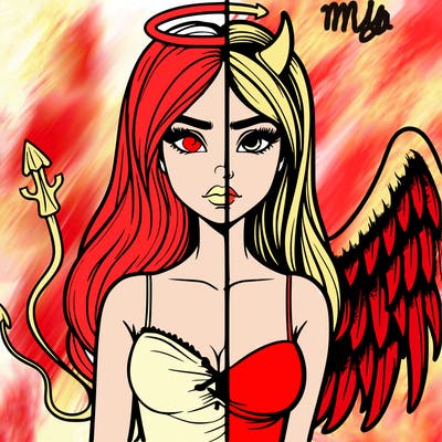 devil vs angel realistic girl