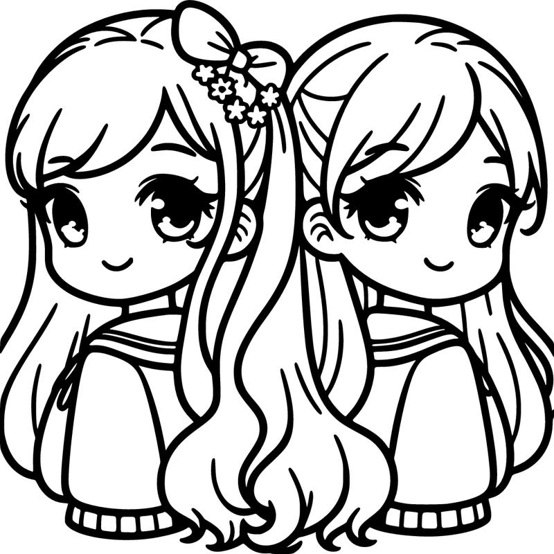 two girls facing back to back