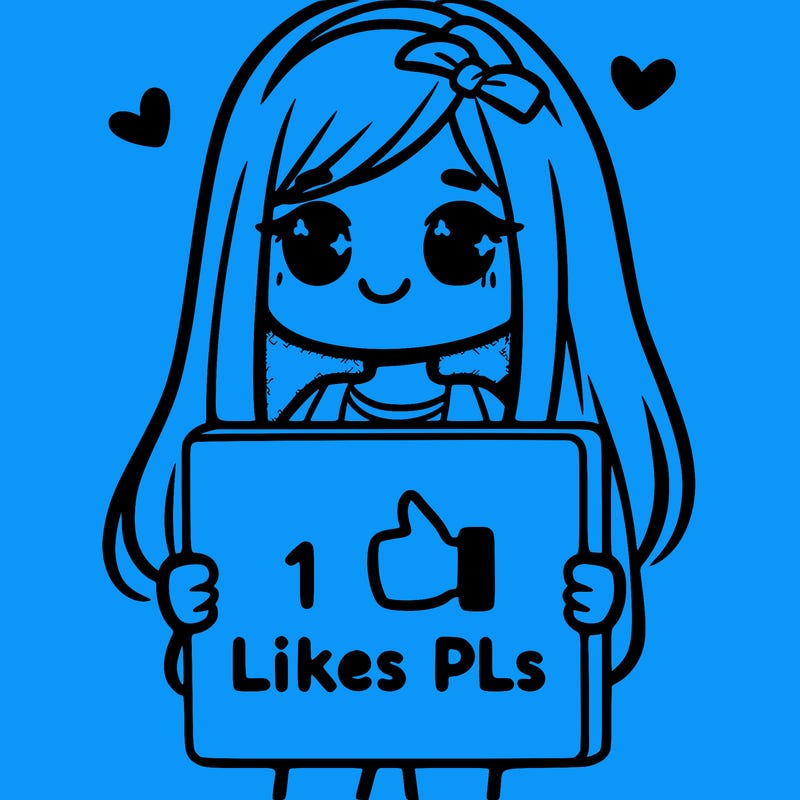 girl holding a sign saying 10 likes pls