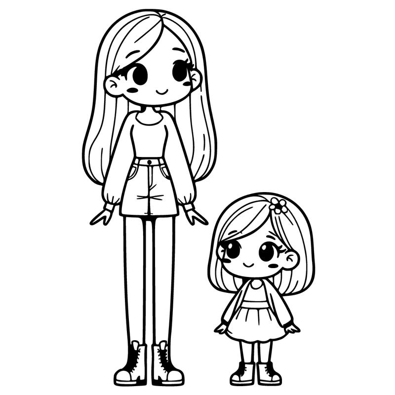 a tall woman, little girl