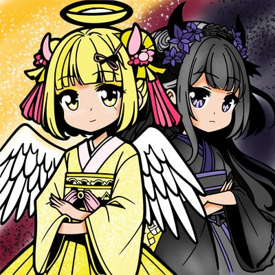 anime girl angel and devil