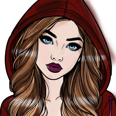realistic beautiful girl with a hood on