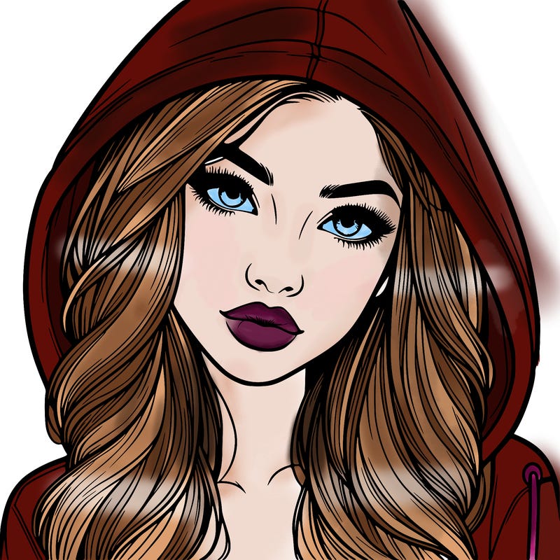 realistic beautiful girl with a hood on