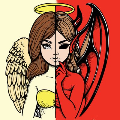 realistic angel half demon
