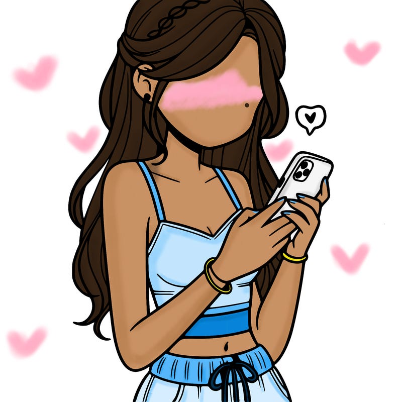 girl with crop top texting on her phone