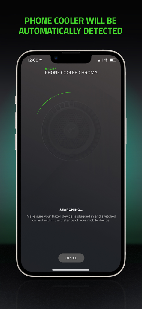 Razer Phone Cooler - Razer Phone Cooler app searching for the cooling accessory.