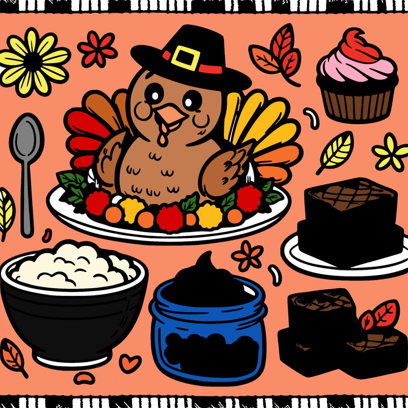 thanks giving party with turkey brownies mashed potatoes party